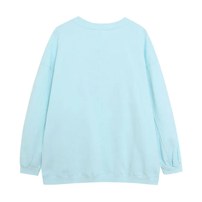 Embroidery Sweatshirt Women Casual Fleece Jumper Marie Cat Cartoon Loose Pullover Top O Neck Long Sleeve