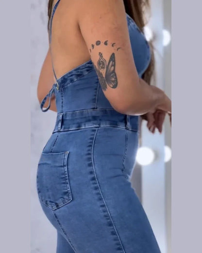 2024 New Tight Shaper Sexy Figure Peach Buttocks Slim Fit Women's Denim Jumpsuit Push Up Modeling Booty Enhancer Control Panties