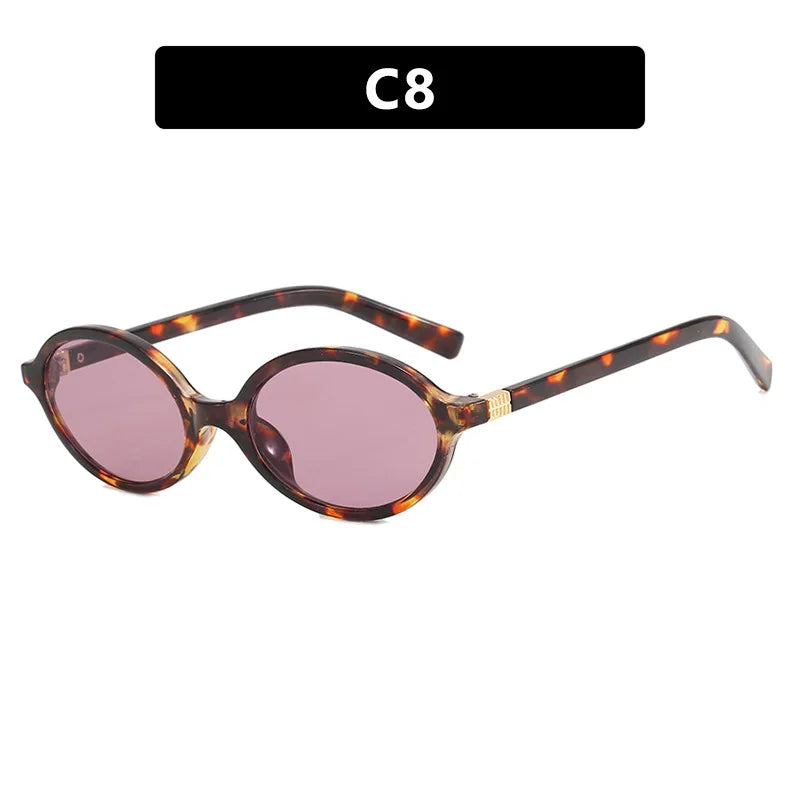 Oval Sunglasses Women Luxury Brand Designer Small Oval Anti Blue