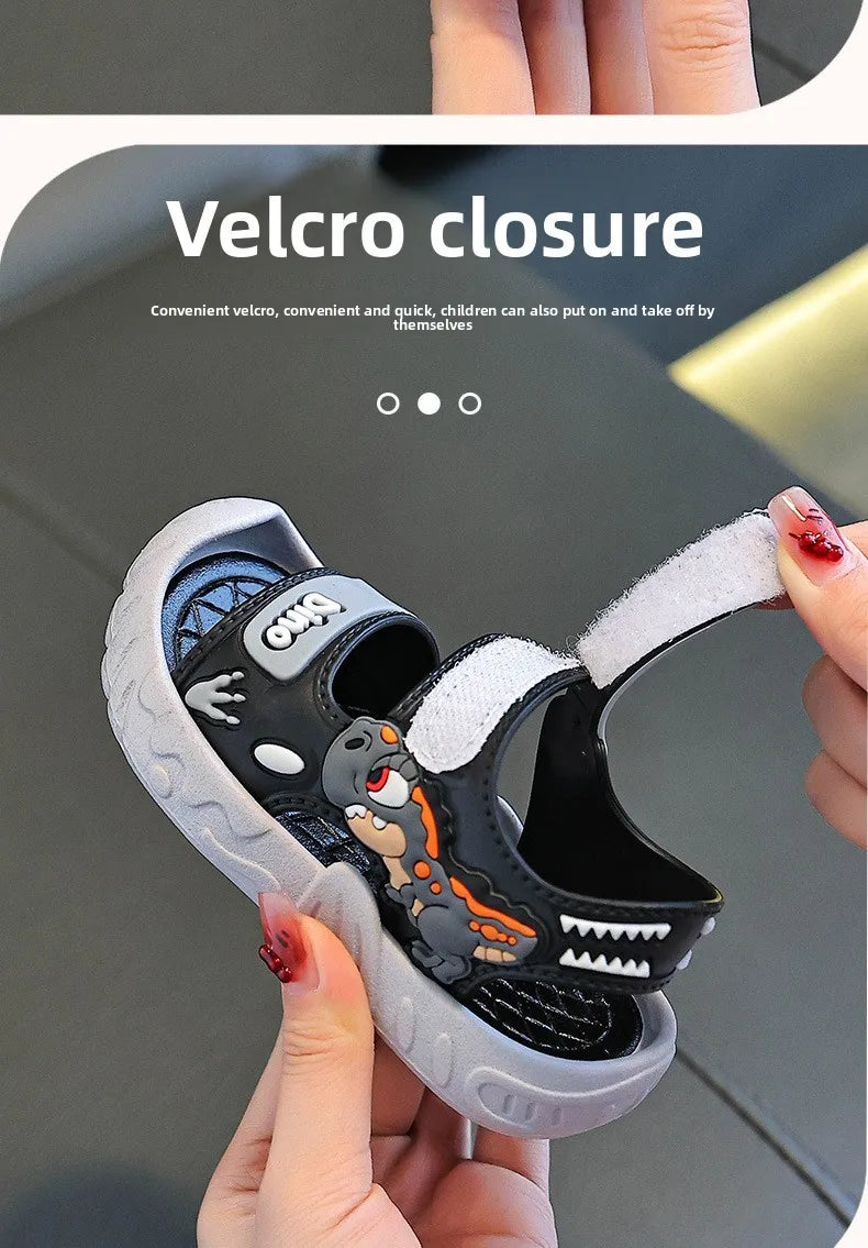 Children' Fashion Sport Sandals Geometric Patterns Breathable Wear-resistant Soft Shoes With Adjustable Velcro For Boys & Girls
