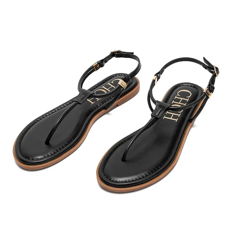 Women's Flat Sandals 2025 Summer Minimalist Toe Beach Shoes Vacation Outdoor