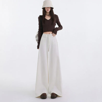 High Waist Wide Leg Jeans for Women Loose Drop Trumpet Straight Leg Floor Pants