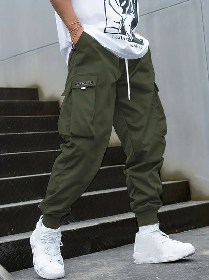 5XL Plus Size Spring Summer Men Casual Cargo Pants Pockets Black Loose Out Door Elasticity Sports Oversize Pants 46 48 50 52