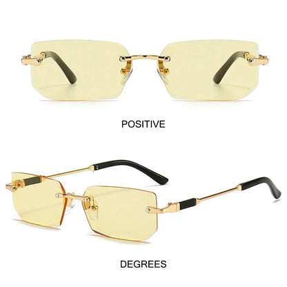 Rimless Rectangle Sunglasses Fashion Y2K Frameless Sun Glasses Shades for Women & Men