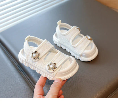 2025 Summer New Children Sandals Girls Elegant Princess Style Sandals Baby Anti-kick Foot Protection Sandals
