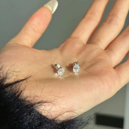 Oval Cut Moissanite Stud Earrings for Women 1-4 Carat D VVS1 GRA Certified Lab Gemstone 925 Sterling Silver 18k Earring