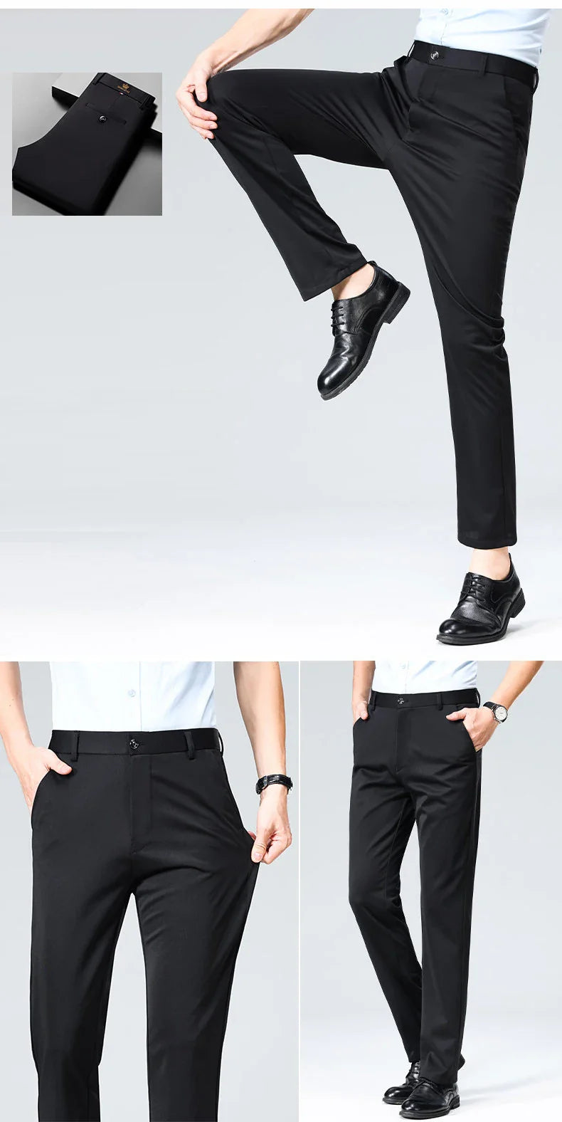 1-Pack Men's Professional Straight-Leg Stretch Formal Pants Non-Iron Comfortable Business Slacks Wrinkle-Resistant Loose Fit