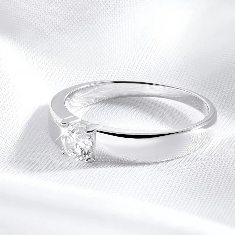 D Color 0.5CT 1CT Moissanite Ring for Men 925 Sterling Silver Simulation Diamond Wedding Band Classic Round Cut with