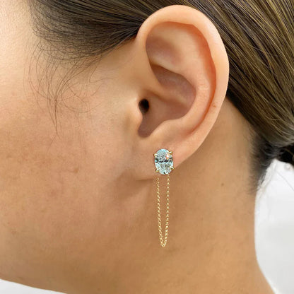 1-4carat Oval Cut Moissanite Chain Earrings for Women Solitaire Diamond Stud/Drop Earring 925 Silver Jewelry with Certificate