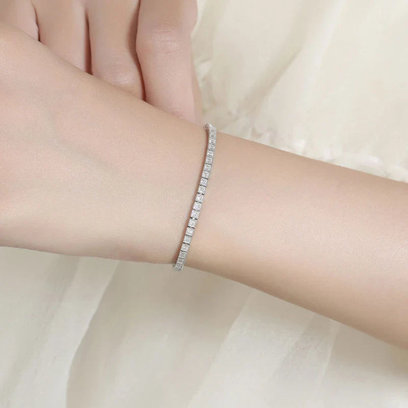 Princess Cut Full 1.5mm 2mm D Color Moissanite Tennis Bracelet for Women Man 925 Silver Pass Diamond Test Link Bracelets