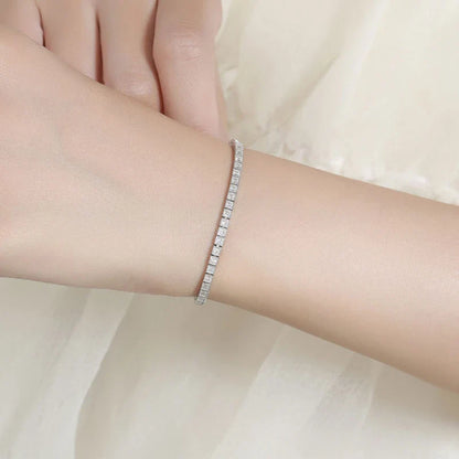 Princess Cut Full 1.5mm 2mm D Color Moissanite Tennis Bracelet for Women Man 925 Silver Pass Diamond Test Link Bracelets