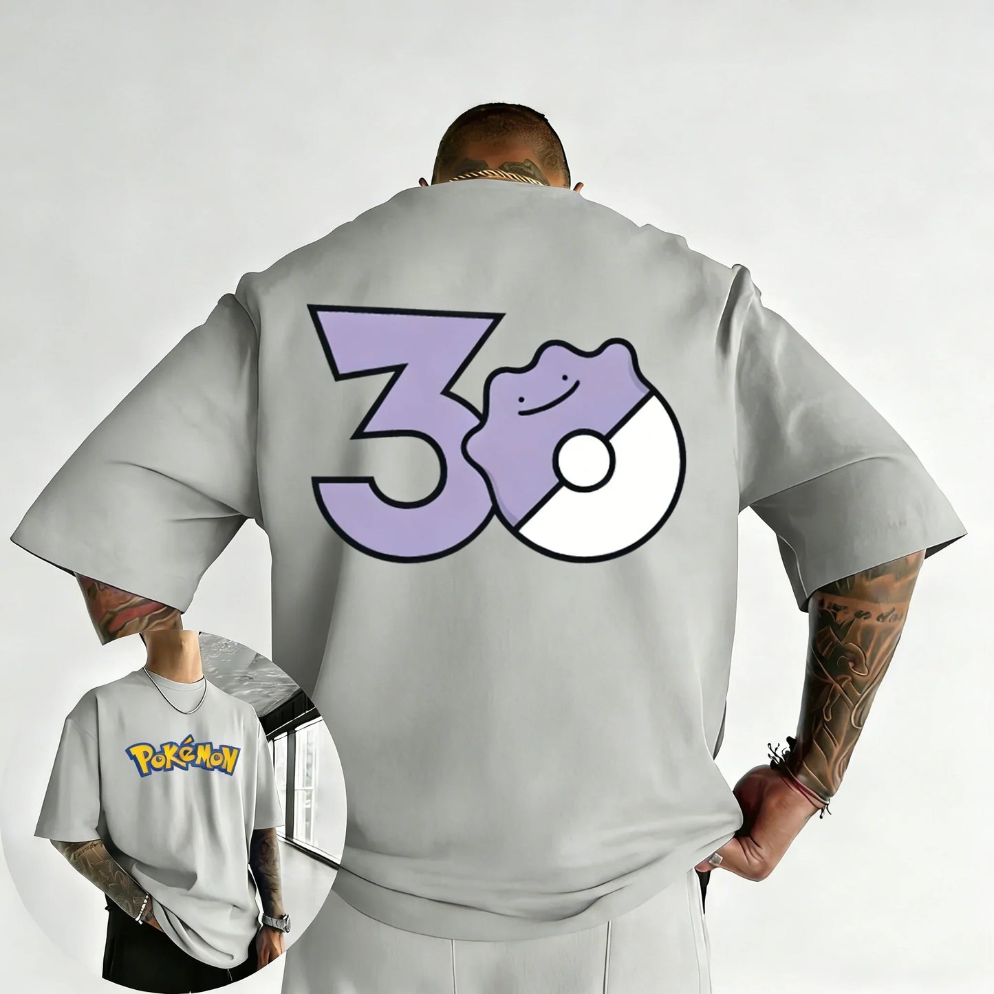 30th Anniversary Ditto Printed T-shirt Summer New Men's and Women's Trendy Large Loose Casual Y2K Short Sleeve Top