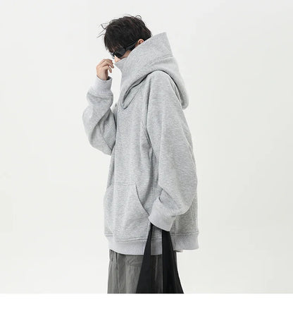 Autumn New High Neck Sweatshirt Men Pile Up Collar Hoodie Harajuku College Style Ninja Sweatshirt Casual Sports Loose Couple Top