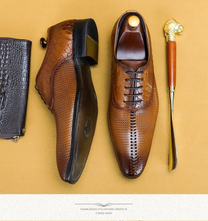 Italian Men Oxford Shoes Genuine Leather Lace Up Luxury Black Brown Mens Dress Shoes Office Business Wedding Formal Shoes Men