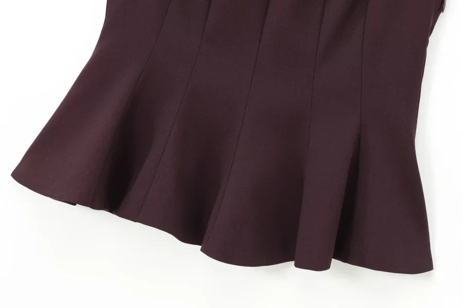 Fall/Winter 2025 New  Women's Fashion Elegant ruffled hem round neck sleeveless waist slim-fit top 4661124