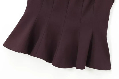Fall/Winter 2025 New  Women's Fashion Elegant ruffled hem round neck sleeveless waist slim-fit top 4661124