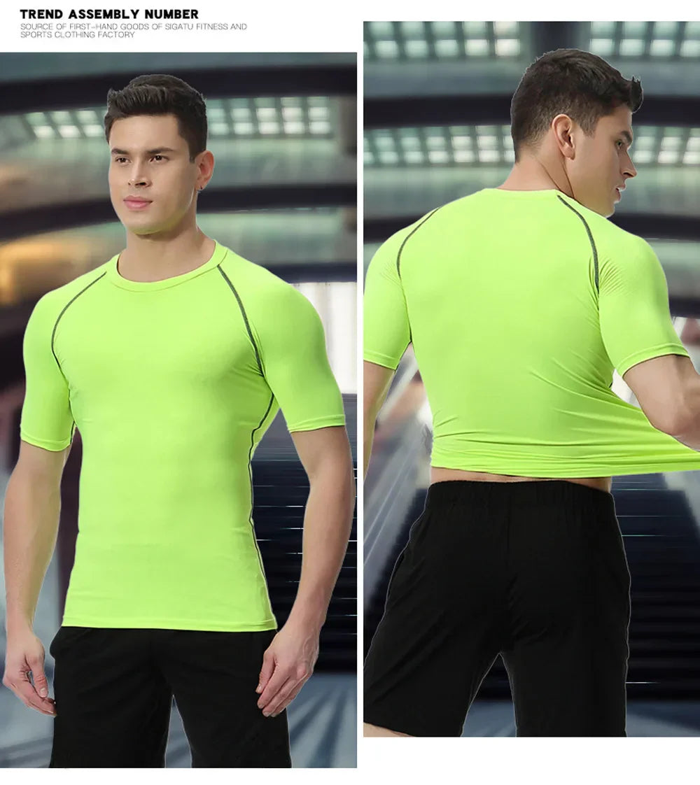 2024 Men's Running Fitness Sportswear Athletic T-Shirt Training Gym Clothes Sports Suits Workout Jogging Rashguard Men's Kit