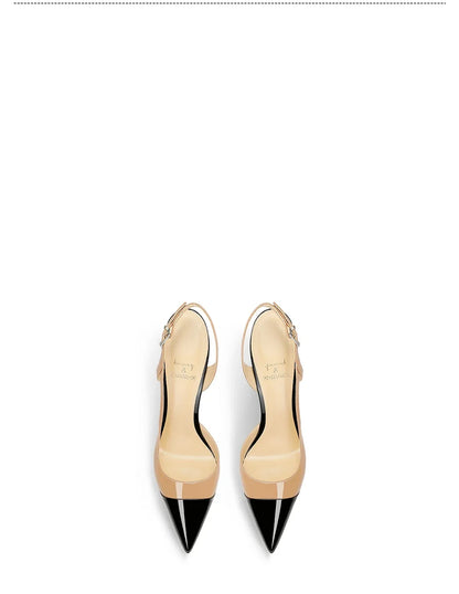 White patent leather design with a high-end and non tiring foot feel. 2025 new pointed and slim heeled high heels for women