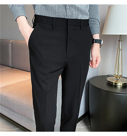 Men Solid Boutique Suits Pants Male Formal Wear Wedding Dress Trousers Quality Men British Style Business Casual Suit Pants 36