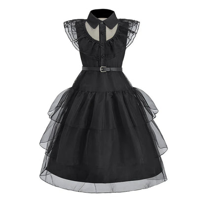 Girl Costume Kids Cosplay Black Princess Dress Children Pageant Dinner Dress Girl Halloween Party Dancing Clothing