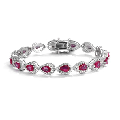 Luxury S925 Sterling Silver Full Ruby Tennis Bracelet for Women Party Fine Jewelry Lab Grown Gemstones Hand Link Bracelets