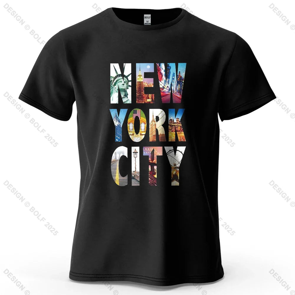 NYC Vibes Printed Men's T-Shirt 100% Cotton Oversized Urban Trendy Graphic Tees for Women Tops Tees Casual Streetwear