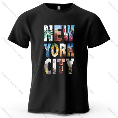 NYC Vibes Printed Men's T-Shirt 100% Cotton Oversized Urban Trendy Graphic Tees for Women Tops Tees Casual Streetwear