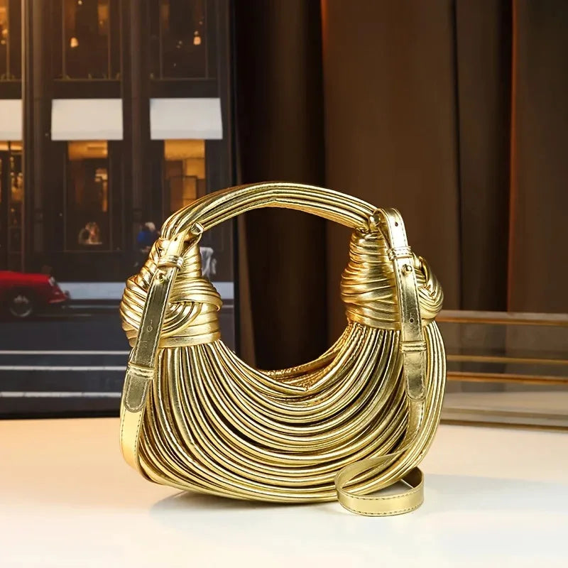 Luxury Designer Handbags Hand-woven Noodle Bag Knot Bag silver Dinner Bag