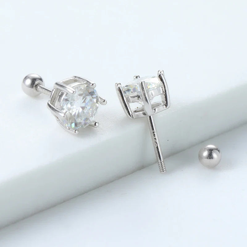 6.5mm Certified Moissanite Stud Earrings for Men Women Created Diamond Studs S925 Rhodium Plated Luxury Quality Jewelry