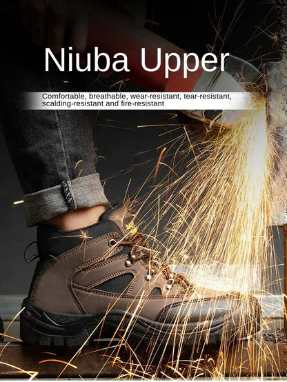 Lightweight Men's Safety Work Boots Anti-Puncture Steel Toe Cap Non-Slip Indestructible Work Sneakers Male Botas