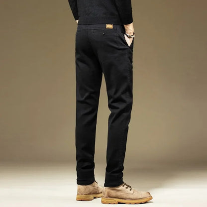 Men's Pants Casual Cotton Solid Color Spring Autumn Straight Business Work Pants High Quality Fashion Black Grey Trousers