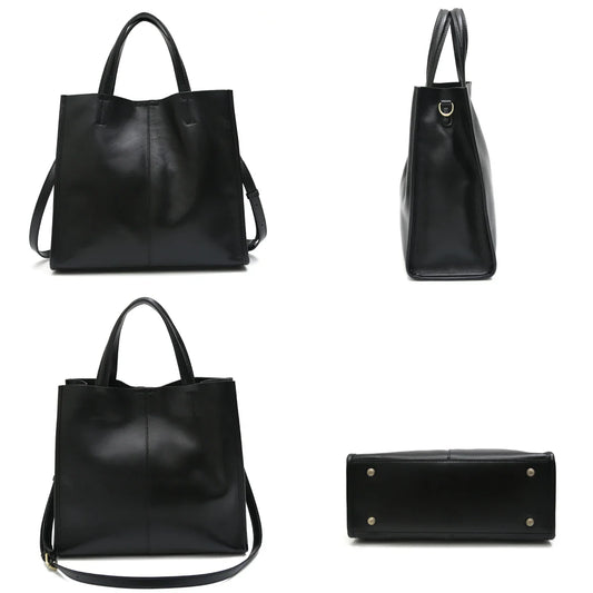 Minimalist Vintage Genuine Leather Tote Women Luxury Classic Top-handle Bag Large Capacity Cross body Shoulder Handbags Business