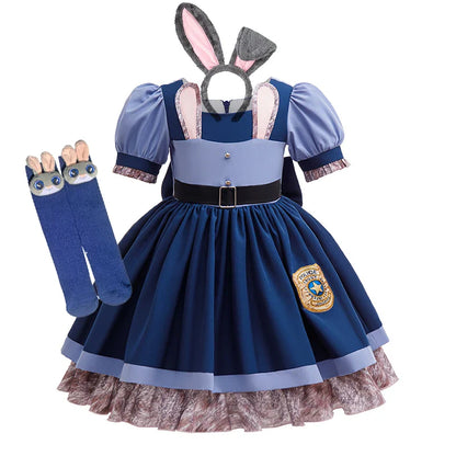 Fantasia de Judy Hopps Zootopia para Cosplay, Vestido de Roleplay para Menina, Fantasia Clássica de Halloween, Apresentação, Presente de Aniversário para Menina
