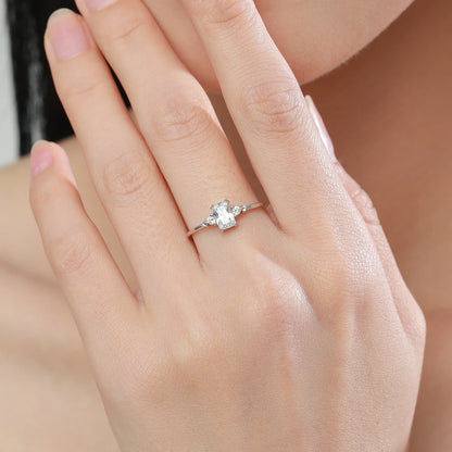 Rectangle Dazzling Ring Solid 925 Sterling Silver Clear Cubic Zirconia Finger Rings For Women Wedding Fine Jewelry Anel