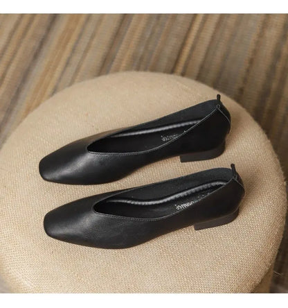 New Women's  Square Toe Shoes for Spring/Autumn -  Shallow Cut Low Heels, Home Style Versatile Flat Casual Women's Shoes