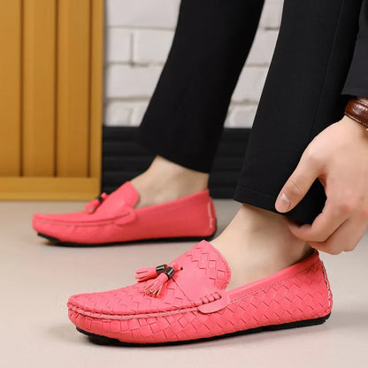 White Loafers Men Handmade PU Leather Loafers Shoes Slip on Casual Driving Flats Comfortable Moccasins Size 48 Men Shoes
