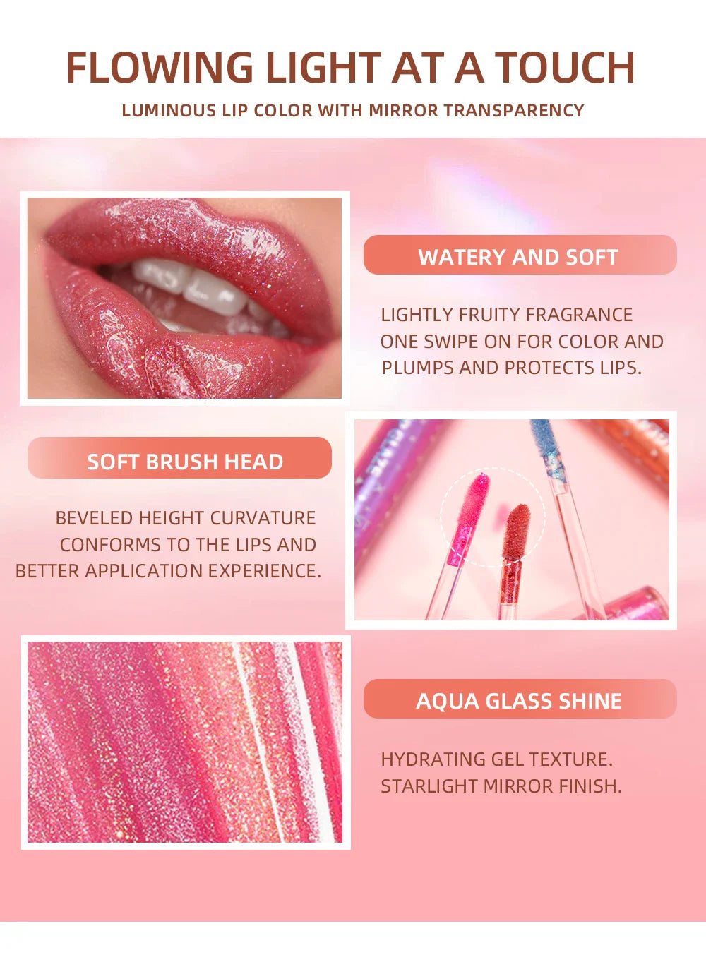9Pcs/Sets Glitter Lip Glaze Liquid Lipstick Set Shine Lip Gloss Gift Box Natural Moisturizer Waterproof Lips Makeup