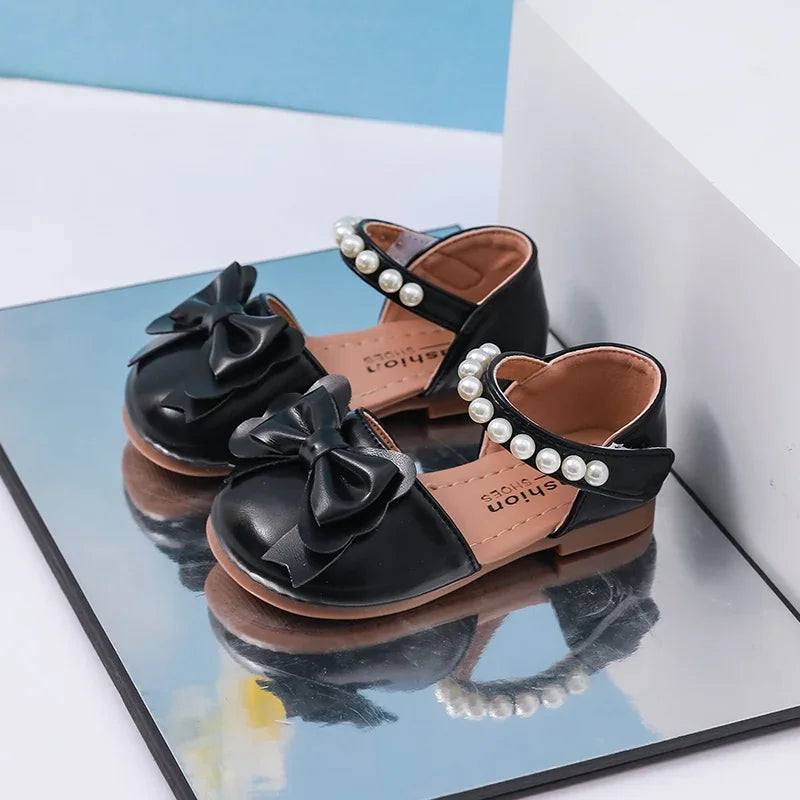 New Children Princess Sandals Sweet Pearl Summer Little Girl Wedding Party Shoes Elegant Fashion Kids Causal Pearl Flat Sandals