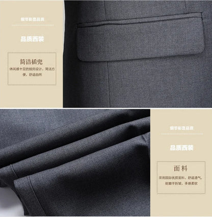Men's 2024 Slim-fit Two-button Business Suit Professional Work Formal Two-piece Set Trousers Included S-6XL