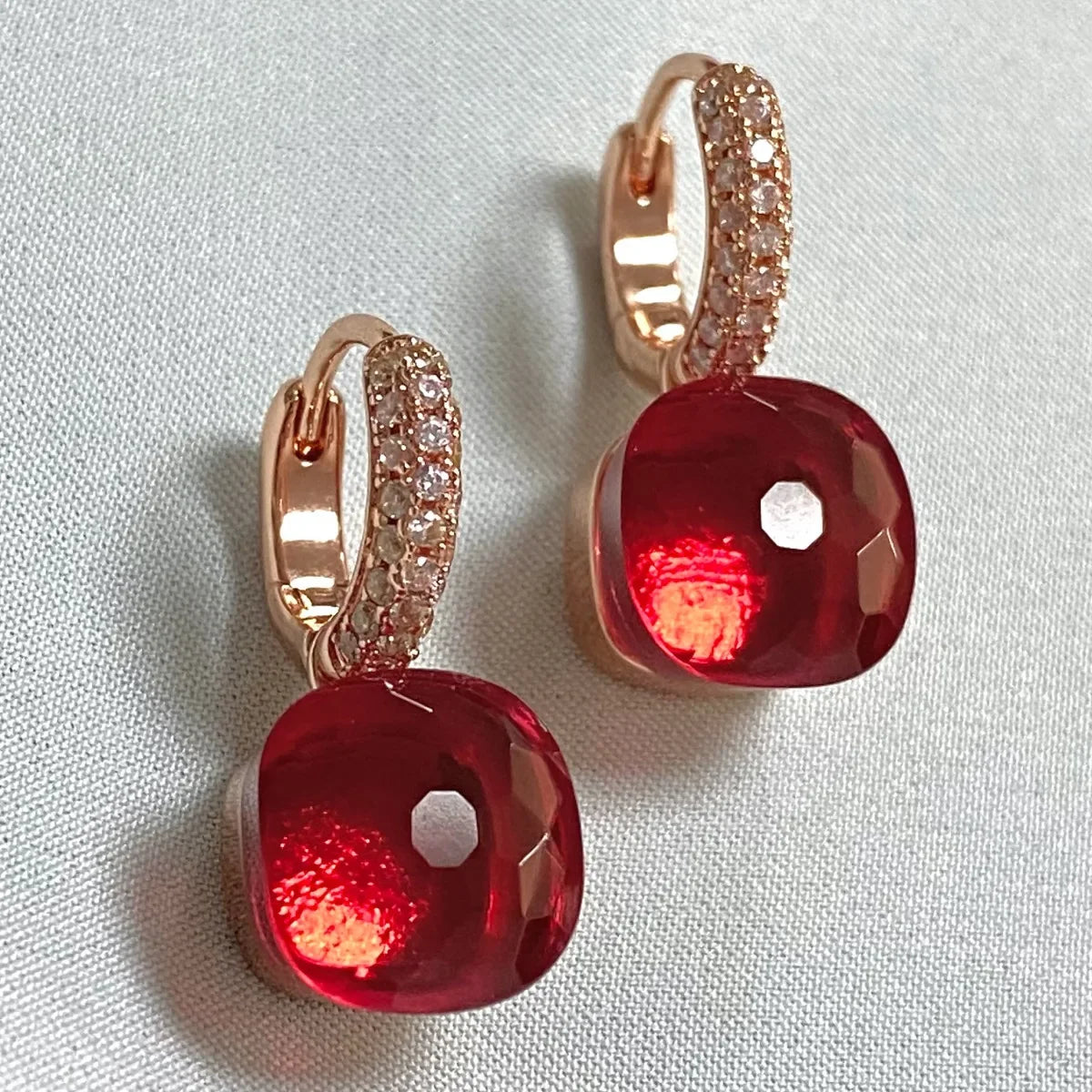 Classic Candy Color Earrings Inlay Transparent Zircon 27Colors Crystal Earrings Rose Gold Plated Fashion Jewelry For Women