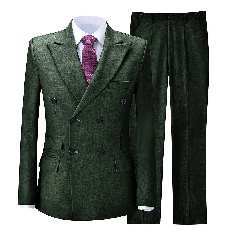 2026 New Men's Suit Business Casual Men's Suit Double Breasted Korean Version Slim Suit Professional Best Man Wedding