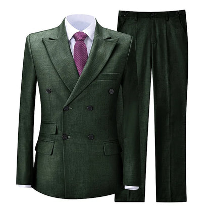 2026 New Men's Suit Business Casual Men's Suit Double Breasted Korean Version Slim Suit Professional Best Man Wedding