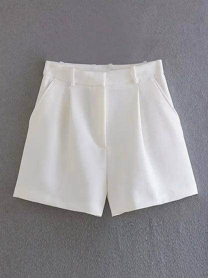 Female Shorts Black Pink Shorts Woman Summer 2024 Pleated Baggy White Shorts For Women Casual High Waist Short Pants