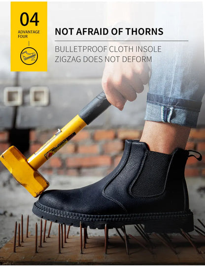 Men Women  Lerther Work Boots Indestructible Safety Shoes Steel Toe Puncture-Proof Work Sneakers Male Work Shoes