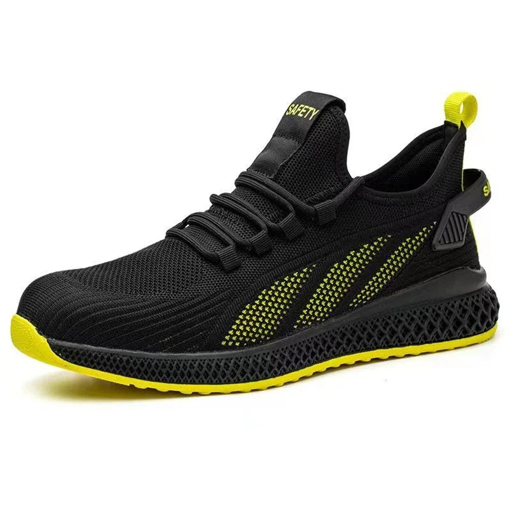 Breathable Men Work Shoes, Summer Safety Shoes Lightweight Protective Sneakers, Steel Toe Work Shoes Men Puncture-Proof Boots