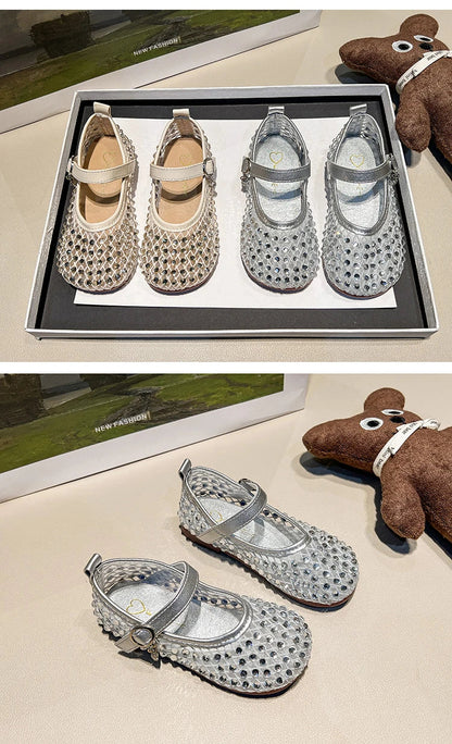 Children's Summer Sandals New Soft Bottom Kids Sandals for Girls Fashion Sequin Causal Beach Shoes Non-slip Breathable Mesh