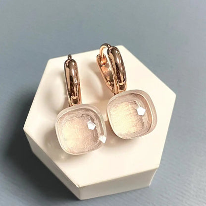10.6mm Classic Nudo Earrings For Women High Quality Crystal Earrings Square Blue Topaz Earrings Fashion Jewelry Gift