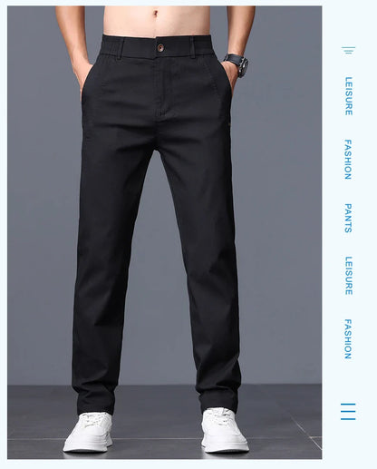 2025 Spring Thin Brand Men's Lyocell Pants Casual Business Straight Elastic Waist Comfortable Trousers Pants for Male