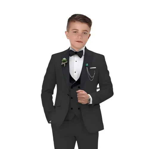 Popular Aqua Boy's Suit Set for Wedding 3 Pieces Suit Set Formal Tuxedo Jacket Vest Pants Kids Photo Shot Oufit
