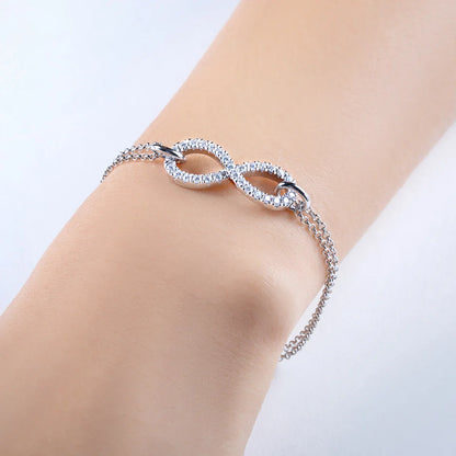 1.7mm Moissanite Bow-Knot Bracelet 925 Sterling Silver Lab Created Diamond 18+5cm Adjustable Bracelets for Woman Gifts